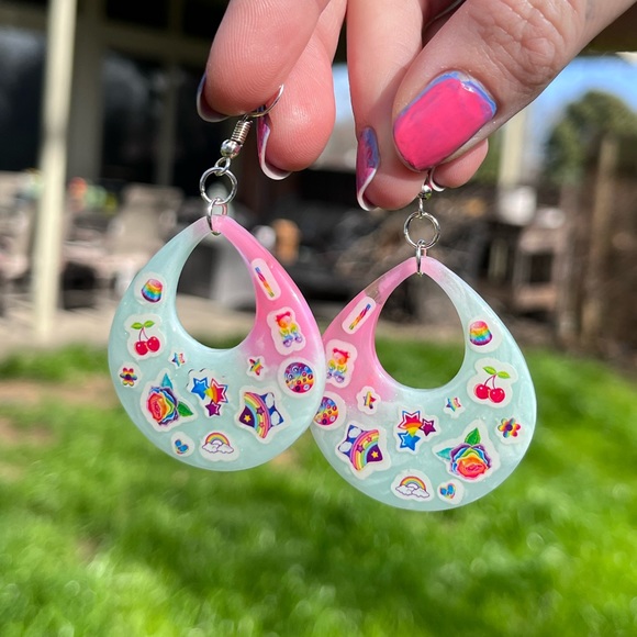 Handmade Lisa Frank Statement Earrings - Picture 5 of 16